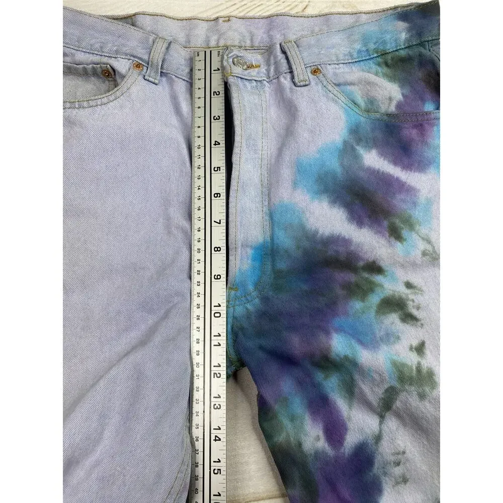 Vtg Levi’s 501 Jeans USA Made 38x34 UPCYCLED Tie Dye Distressed Button Fly 80 90